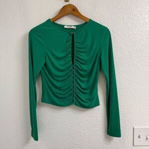 NA-KD Keyhole detail green long sleeve size medium